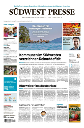Cover of Sudwest Presse - Metzinger Uracher Volksblatt - Der Ermstalbote