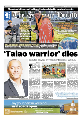 Cover of The Gisborne Herald (Saturday edition)