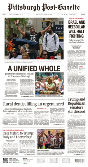 Cover of Pittsburgh Post-Gazette
