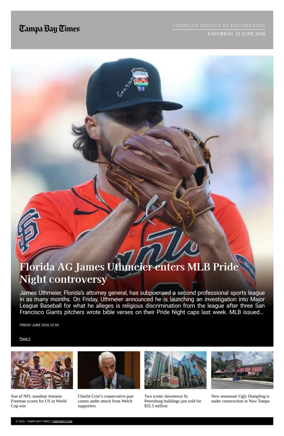 Cover of Tampa Bay Times TFP