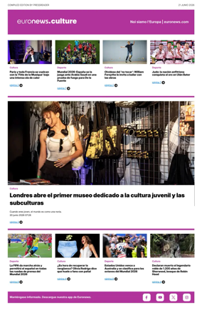 Cover of Euronews Culture and Sport (Spanish) Compiled Edition