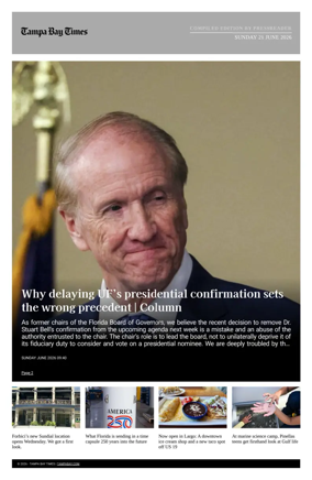 Cover of Tampa Bay Times TFP