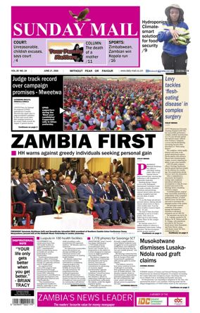 Cover of Zambia Daily Mail