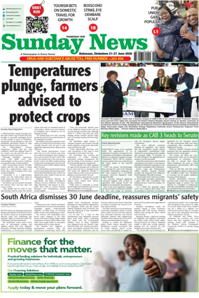 Cover of Sunday News (Zimbabwe)