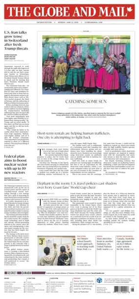 Cover of The Globe and Mail (Ontario Edition)