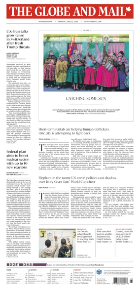 Cover of The Globe and Mail (Prairie Edition)