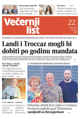 Cover of Vecernji list BiH