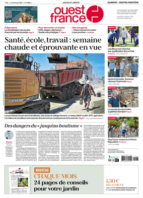 Cover of Ouest-France (Quimper Centre-Finistere)