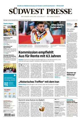 Cover of Sudwest Presse - Metzinger Uracher Volksblatt - Der Ermstalbote
