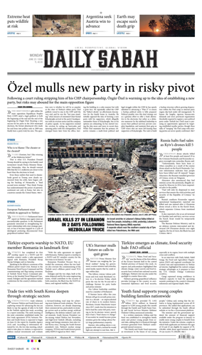 Cover of Daily Sabah (Turkey)