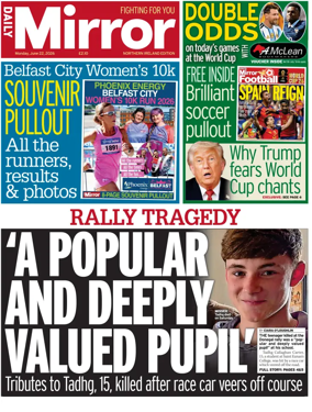 Cover of Daily Mirror (Northern Ireland)