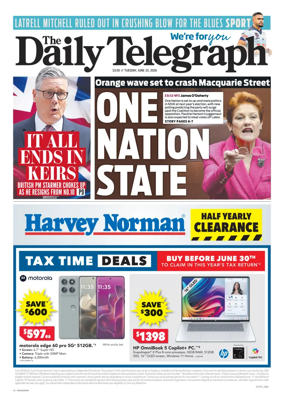 Cover of The Daily Telegraph (Sydney)