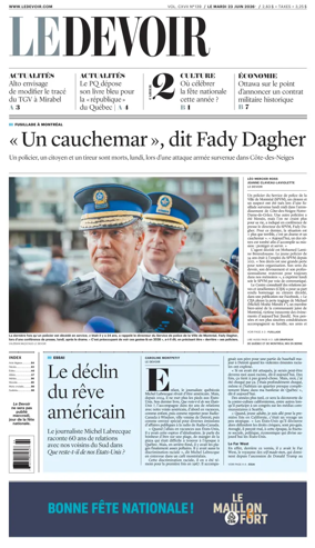 Cover of Le Devoir
