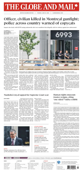 Cover of The Globe and Mail (BC Edition)