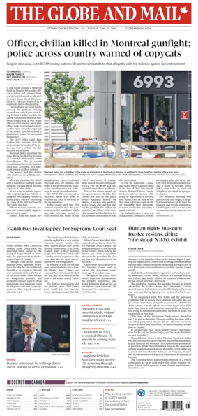 Cover of The Globe and Mail (Ottawa/Quebec Edition)