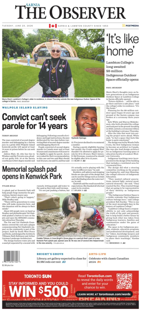 Cover of The Observer (Sarnia)