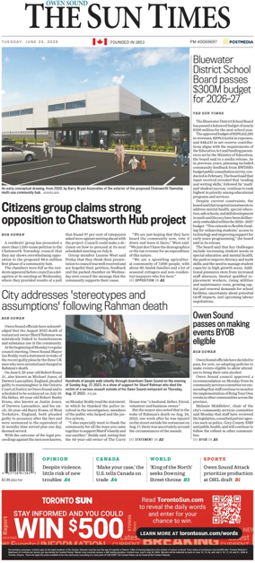 Cover of The Sun Times (Owen Sound)