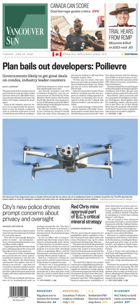 Cover of Vancouver Sun
