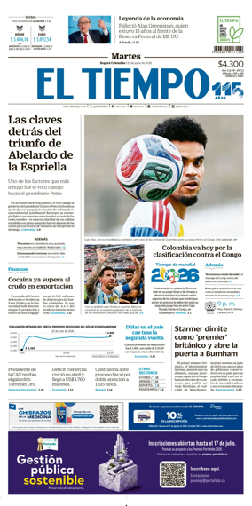 Cover of El Tiempo (Bogota)