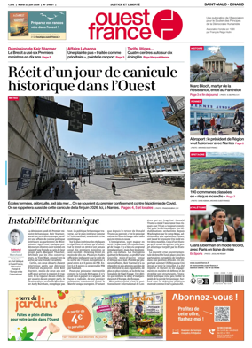 Cover of Ouest France (Saint-Malo)
