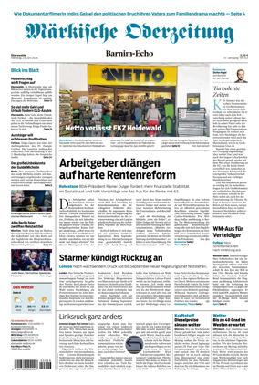 Cover of Markische Oderzeitung Eberswalde