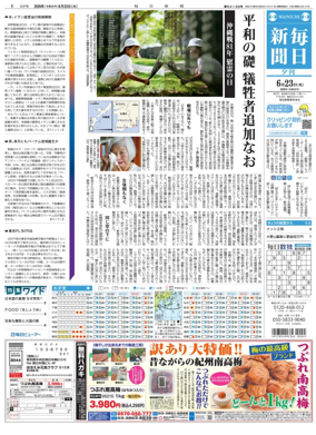 Cover of Mainichi Shimbun Evening Edition