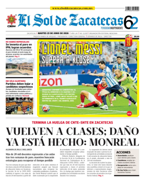 Cover of El Sol de Zacatecas