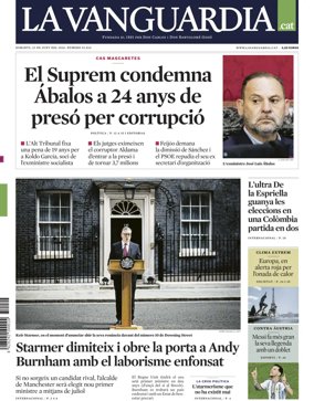 Cover of La Vanguardia (Catalonia - 1st edition)