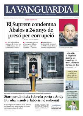 Cover of La Vanguardia (Catala)