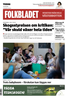 Cover of Folkbladet Vasterbotten