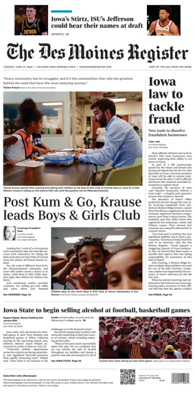 Cover of The Des Moines Register