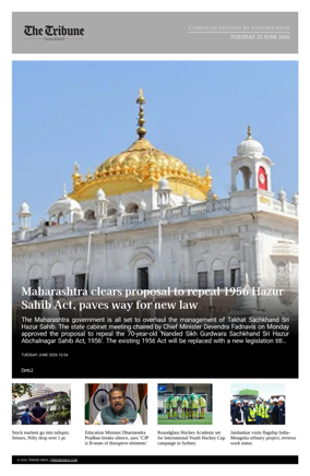 Cover of Tribune India - Compiled Edition
