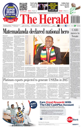 Cover of The Herald (Zimbabwe)