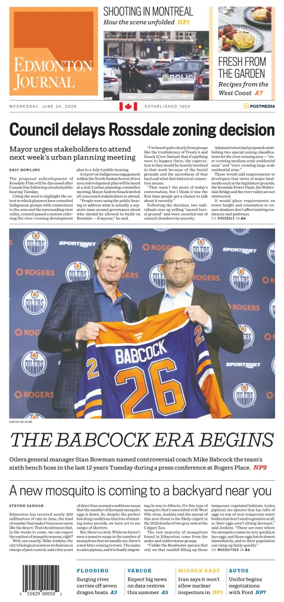 Cover of Edmonton Journal