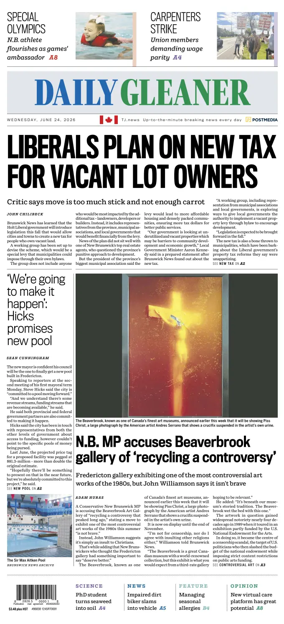 Cover of The Daily Gleaner
