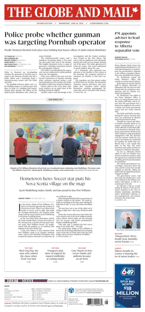 Cover of The Globe and Mail (Ontario Edition)