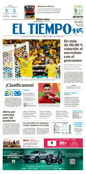 Cover of El Tiempo (Bogota)