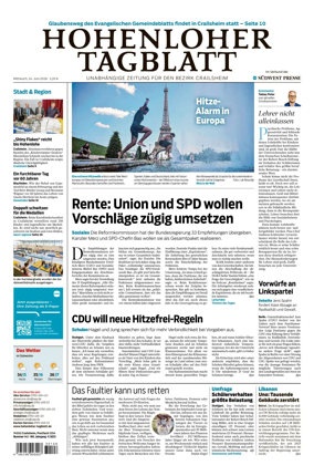 Cover of Hohenloher Tagblatt