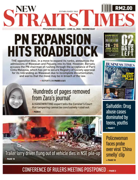 Cover of New Straits Times