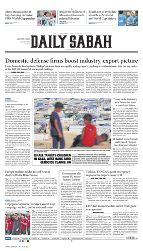 Cover of Daily Sabah (Turkey)