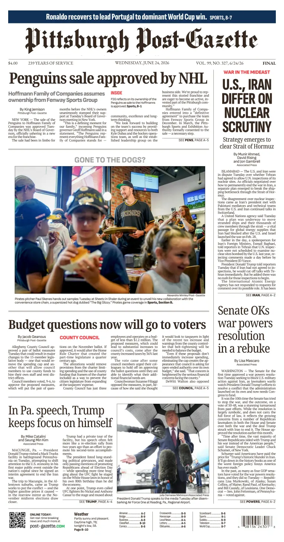 Cover of Pittsburgh Post-Gazette