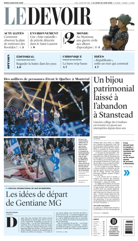 Cover of Le Devoir