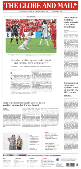 Cover of The Globe and Mail (Ottawa/Quebec Edition)