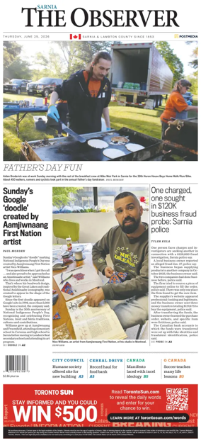 Cover of The Observer (Sarnia)