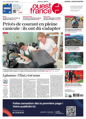 Cover of Ouest-France (Quimper Centre-Finistere)
