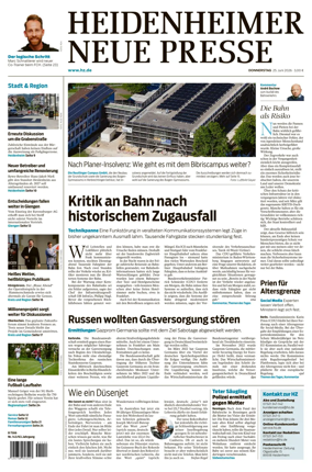 Cover of Heidenheimer Neue Presse