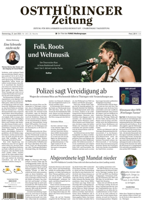 Cover of Ostthuringer Zeitung (Landkreis Saalfeld-Rudolstadt)