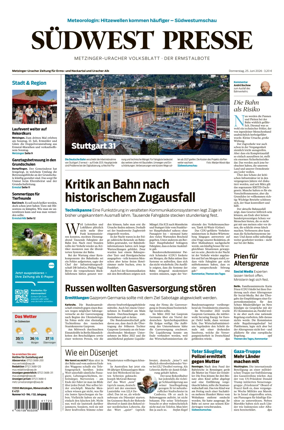 Cover of Sudwest Presse - Metzinger Uracher Volksblatt - Der Ermstalbote