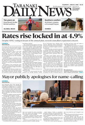 Cover of Taranaki Daily News
