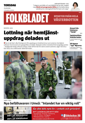 Cover of Folkbladet Vasterbotten